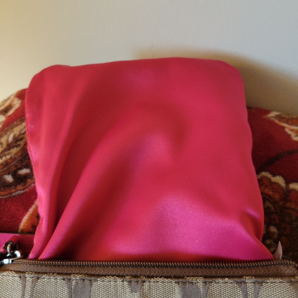 Coach Pink and Tan Crossbody Bag with Signature Monogram - Picture 5 of 9